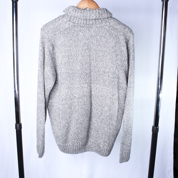 Basic Edition Mens Large Light Gray Marble Cowl Neck Knit Sweater. - Picture 2 of 6